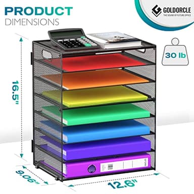 GoldOrcle 8 Tier Paper Letter Tray Organizer with Handles, Mesh Desk File Holder Storage Organization for Office School Desktop - Image 2