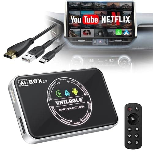 vnilrgle 4-in-1 Wireless CarPlay Adapter & Android Auto Wireless Adapter, Stream Netflix, YouTube, and More, Split-Screen & Mirroring, for Cars with OEM Wired CarPlay/Android Auto - Image 1
