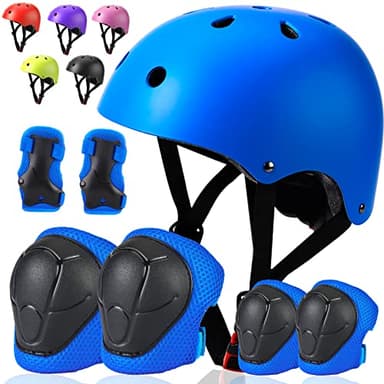 Toddler Kids Bike Helmet Set - Adjustable Cycling Helmet with Knee, Elbow Pads & Wrist Guards Sport Protective Gear Little Kid - Image 1