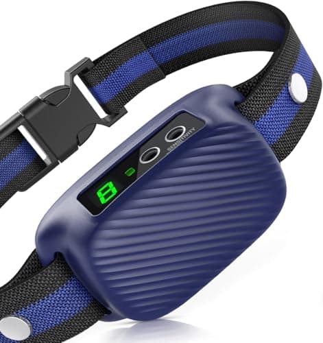Dog Bark Collar for Large Medium Dogs,Automatic Barking Collar with 3 Training Mode,Rechargeable Anti Bark Collar with 8 Adjustable Sensitivity (Blue)