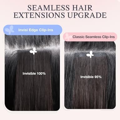 DOORES Human Hair Clip in Extensions 18 Inch 130g 7pcs, Invisi Edge Seamless Real Human Clip in Hair Extensions Invisible Remy Virgin Clipins Straight Skin Weft Thickening, 1B Natural Black - Image 4