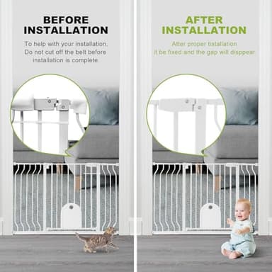 Baby Gates with Cat Door - Auto Close 29.5"-48.4" Safety Metal Dog Pet Gate for Doorway, Stairs, House, Walk Through Child Gate with Pet Door, includes 4 Wall Cups and 2 Extension Pieces - Image 7