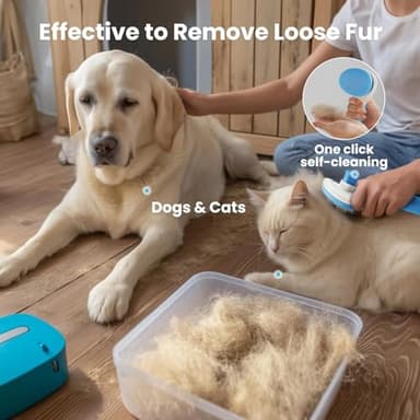 Analan 3-in-1 Pet Hair Remover & Grooming Set for Dogs & Cats – Self-Cleaning Brush for Shedding, Cat Brush, Metal Fur Remover for Couch Carpet & Car, and Rubber Tool for Clothes & Bedding - Image 3