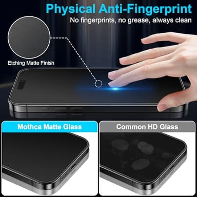 Mothca 2 Pack Matte Glass Screen Protector for iPhone 17 Pro Max/iPhone 16 Pro Max 6.9-inch [Auto Fit Box Dust-Free] Full Coverage Anti-Glare & Anti-Fingerprint Tempered Glass, Smooth as Silk - Image 5