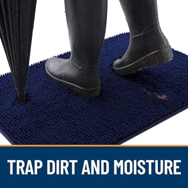 OLANLY Dog Door Mat for Muddy Paws 36x24, Absorbs Moisture and Dirt, Absorbent Non-Slip Washable Doormat, Quick Dry Chenille Mud Mat for Dogs, Entry Indoor Entryway Carpet for Inside Floor, Navy Blue - Image 2