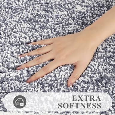 Pauwer Bathroom Rug Mat Set 3 Piece, Microfiber Shaggy Bath Set, Non-Slip Ultra Soft Carpet Mats, Absorbent with U-Shaped Toilet for Bathroom, Tub, Shower, Dark Grey - Image 3