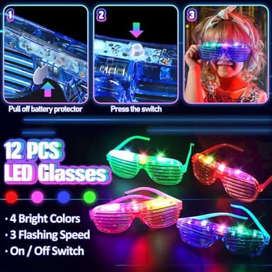 150PCS Glow in the Dark Party Supplies for Kids Adults, Light Up Party Favors with Light Up Glasses, Headband, Rings, 100 Glow Sticks Bulk Party Pack DIY Glow Necklaces Bracelets, Neon Party Supplies - Image 4