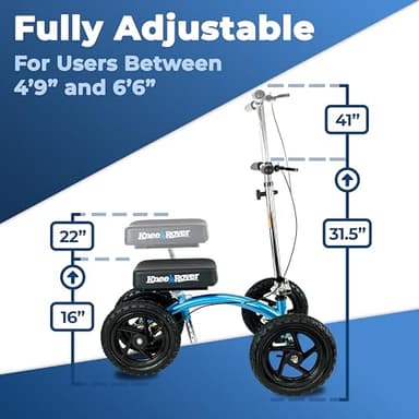 KneeRover Quad All Terrain Knee Scooter for Adults for Foot Surgery Heavy Duty Knee Walker for Broken Ankle Foot Injuries Recovery - Leg Scooter Best Knee Crutch Alternative (Metallic Blue) - Image 5