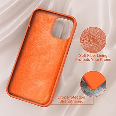 Miracase Compatible with iPhone 12 Pro Max Case, [Soft Anti-Scratch Microfiber Lining], Liquid Silicone Case Gel Rubber Shockproof Drop Protection Phone Case for 12 Pro Max, Orange - Image 5