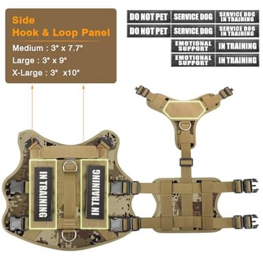 WINSEE Service Dog Vest Harness for Large Dog, Tactical Working MOLLE Vest with 10 Pet Patches, No Pull Heavy Duty Harness for Training Walking - Image 5