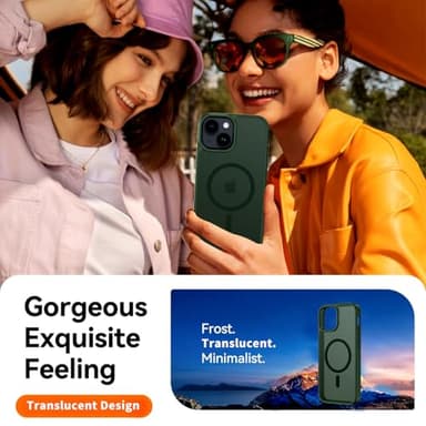 Hualele Magnetic for iPhone 13 Mini Case & iPhone 12 Mini Case,Compatible with MagSafe, Military Grade Dropproof Translucent Matte Hard Back Soft Edge Slim Phone Case iPhone 13/12 Mini,Dark Green - Image 5