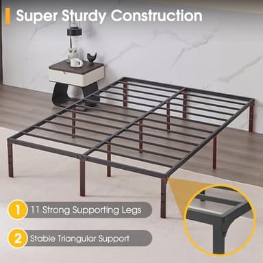 BedsPick Queen Bed Frame, Metal Platform Bed Frame Queen Size, Heavy Duty Sturdy Mattress Foundation, Noise Free, Easy Assembly, Steel Slats Support, No Box Spring Needed, Black - Image 4