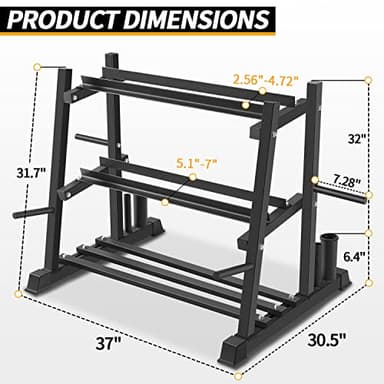 Dumbbell Rack, Bongkim Dumbbell Set with Rack Stand, Dumbbells Weights Rack for Home Gym, Weight Rack for Dumbbells, Kettlebells, and Weight Plates 1100LBS - Image 4