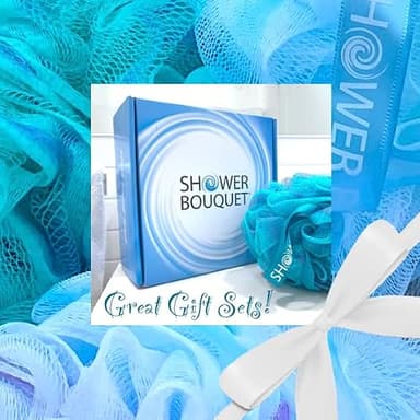 SHOWER BOUQUET Loofah-Bath-Sponge XL Swirl-Mix-Color 4-Pack // Extra-Large 75g Mesh Luffa Loofa Loufa Puff Pouf Set/Exfoliating Body Scrubber for Women and Men - Exfoliate & Soothe Face & Body - Image 4