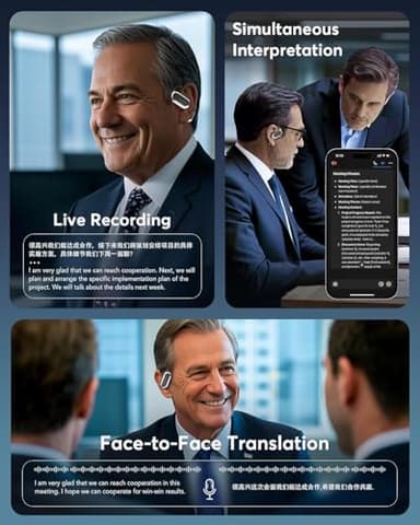 AI Language Translation Earbuds, OWS LCD Touchscreen Real-Time Translator for 144 Languages & Accents Includes Free Subscription Translation Device Earphones for Travel Business Learning, Black - Image 3