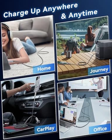 [One is Enough] 4-in-1 Compatible with USB C to Lightning Cable, 100W High-Speed Charging & Fast Data Transfer,CarPlay & Android Auto Support Multi Charger Cord Combo for iPhone/Samsung/iPad,5FT - Image 7