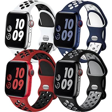 Adorve 4 Pack Sport Bands Compatible with Apple Watch Bands for Men Women 49mm 46mm 45mm 44mm 42mm 41mm 40mm 38mm,Breathable Soft Silicone Strap for iWatch Band Series 11 10 SE Ultra 9 8 7 6 5 4 3 2 1 - Image 1