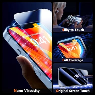 UniqueMe Screen Protector for iPhone 16e / iPhone 13 / iPhone 13 Pro/iPhone 14 Screen Protector Tempered Glass Full Coverage, Easy Installation, Case Friendly 2 Packs - Image 4