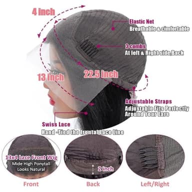 Vipeony 28 Inch Body Wave Lace Front Wigs Human Hair 13x4 HD Lace Front Wigs Human Hair Glueless Wigs Human Hair Pre Plucked Frontal Wigs Human Hair for Women 180% Density Body Wave Wig with Baby Hair - Image 7