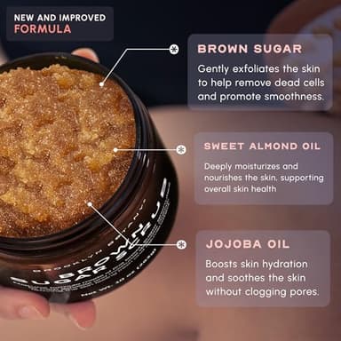 Brooklyn Botany Brown Sugar Body Scrub - Moisturizing and Exfoliating Body, Face, Hand, Foot Scrub - Fights Acne, Fine Lines & Wrinkles, Great Gifts For Women & Men - 10 oz - Image 7