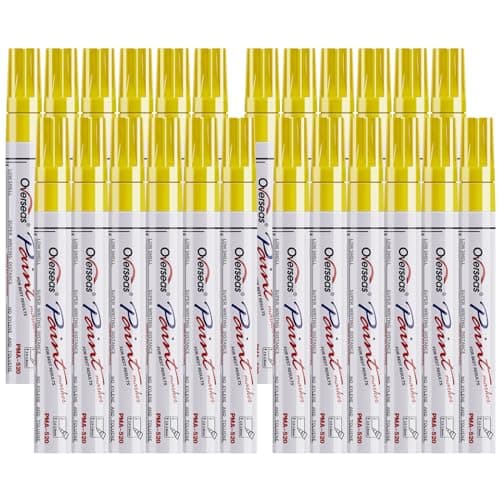 Overseas Yellow Paint Pens Permanent Markers 24 Pcs, Oil Based Paint Markers Set, Quick Drying, Waterproof, Medium Tip Marker Pens for Metal, Rock, Wood, Plastic, Canvas, Glass, Stone, Rubber, Paper - Image 1