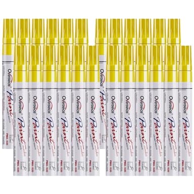 Overseas Yellow Paint Pens Permanent Markers 24 Pcs, Oil Based Paint Markers Set, Quick Drying, Waterproof, Medium Tip Marker Pens for Metal, Rock, Wood, Plastic, Canvas, Glass, Stone, Rubber, Paper - Image 1