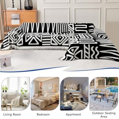 VClife Boho Couch Cover Chenille Couch Cover for 2 Cushion Couch, Dog Sofa Cover with Tassel Washable Loveseat Cover, Non Slip Couch Covers for Sectional Sofa Living Room Furniture Protector, 71x118 - Image 6