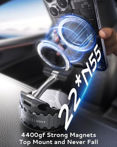 Car Phone Holder for Magsafe [78+LBS Hyper Suction & 4400gf Strongest Magnetic] 360°Adjustable Car Phone Mount Car Accessories Phone Holders for Your Car/ Gym/ Mirror for iPhone 17 Pro Max & Android - Image 3