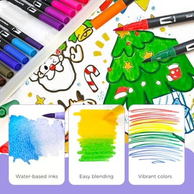 Artecho 36 Colors Markers for Adult Coloring Books No Bleeding, Dual Tip Markers for School, Fine and Brush Tip for Adults Coloring Books, Calligraphy, Drawing, Sketching - Image 4