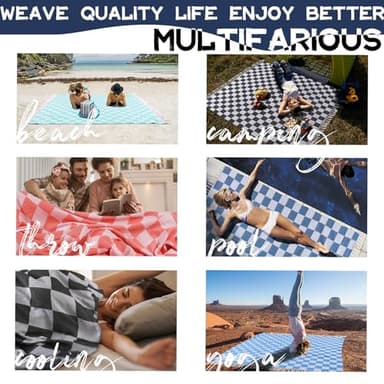 Large Picnic Blanket Outdoor Law Park Grass Patio Mat Manta Para Soft Car Travel Essentials Road Trip Summer Vacation Stuff Outside Accessories Roadtrip Camping Gear Rv Must Haves Glamping Tent Gadget - Image 2