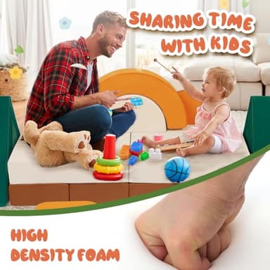 Erament 18PCS Modular Kids Play Couch - Junlge Theme Toddler Couch Building Fort, Convertible Sofa Multifunctional Kids Sofa, Toddler Baby Playroom/Bedroom Furniture for Playing, Sleeping - Image 5