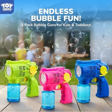 TOY Life 3 Pack Bubble Guns for Kids, Automatic Bubble Blower, Leakproof & Lightweight, Outdoor Summer Toys for Beach Travel, Easter Basket Stuffer, Party Favor, Birthday Gift for Toddlers Boys Girls - Image 3