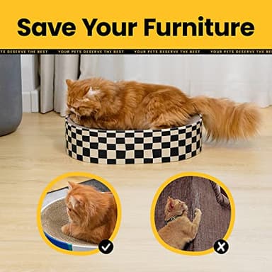 Conlun Cat Scratcher Cardboard,2 in 1 Oval Cat Scratch Pad Bowl for Indoor Kitty Grinding Claw,Round Kittens Scratching Board Corrugated Lounge Pet Beds&Furniture Protector for Couch&Carpets&Sofas - Image 3