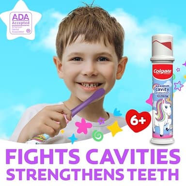 Colgate Kids Unicorn Toothpaste Pump with Fluoride for Cavity Protection, Ages 6+, ADA Accepted, Bubble Fruit, 4.4 Ounce, 6 Pack - Image 2