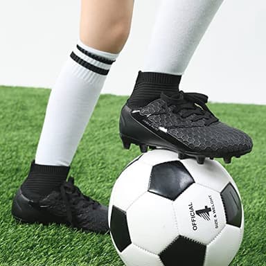 DREAM PAIRS Boys Girls Soccer Cleats Youth Firm Groud Outdoor Sport Athletic High Top Football Shoes for Little/Big Kid,Size 13 Little Kid,All/Black,HZ19002K - Image 8