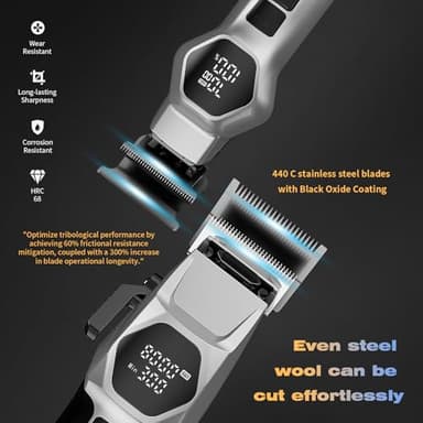 ANGFAN Professional Hair Clippers for Men - 8000RPM Brushless Motor & 440C Steel Blades, Barber-Grade Cordless Clippers & Trimmer Set for Fade Designs, Hair Cutting Tools for Professional Barbers - Image 3