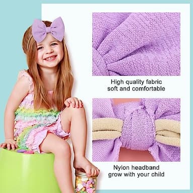YanJie Baby Girls Nylon Headbands Newborn Bows Handmade Hair Bows Hairbands Hair Accessories for Newborn Infant Toddlers Kids (baby pink-aqua) - Image 5