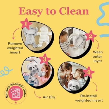 Lilly's Love Weighted Stuffed Animal, 5lb | Sensory Plush for Kids & Adults | Machine Washable Plushie w/Removable Inner | Calming Weighted Stuffed Animal for Anxiety, Stevie The Sloth - Image 4