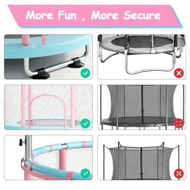 FitinOne 55" Toddler Mini Trampoline for Kids, Indoor Outdoor Toys with Swing, 440lbs Baby Kids Trampoline, Gymnastics Bar, Birthday Gifts for Boy Girl Age 1-8 - Image 6