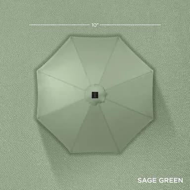 Best Choice Products 10ft Solar Polyester LED Lighted Patio Umbrella w/Tilt Adjustment and UV-Resistant Fabric - Sage Green - Image 4