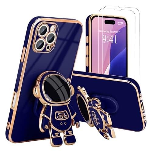 Pepmune for iPhone 16 Pro Max Case, Cute 3D Astronaut Stand with [2 Screen Protector] [Camera Protection] Kickstand Shockproof Silicone Soft Cover for Apple iPhone 16 Pro Max Phone Case, Royal Blue - Image 1