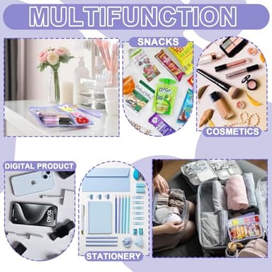 Snack Bag for Travel - Clear Chenille Varsity Letter Flat Pouch with Zipper, Waterproof Clear PVC&PU Preppy Patch Makeup Cosmetic tote Bags for Women Girls (Purple-Snacks) - Image 5