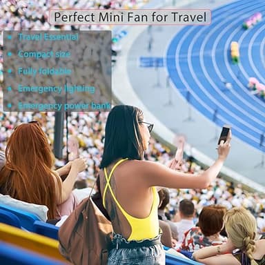 Digibond Pink Handheld Fan, Portable Fan Bullet Shape 3000mAh USB Rechargeable Battery Operate 6 IN 1 Personal Fan Foldable Lightweight Travel Essential with Power Bank/Lanyard 3 Speed - Image 6