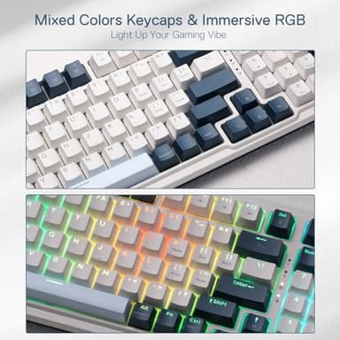 Redragon K686 PRO 98 Keys Wireless Gasket RGB Gaming Keyboard, 3-Mode Win/Mac Mechanical Keyboard w/5-Layer Noise Dampening, Dedicated Knob Control & Hot-Swap in Linear Red Switch, Blue Himmel Color - Image 3