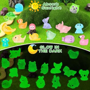 200pcs Luminous Mini Resin Animals 30 Types Miniature Resin Animal Figurines to Hide Bulk Glow in The Dark Tiny Ducks Frogs Small Cat Bunnies for Fairy Garden Micro Landscape Dollhouse Accessories - Image 3