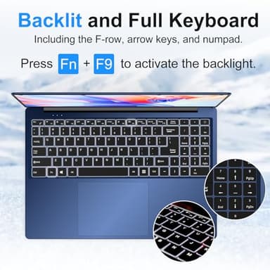 16 Inch Laptop Computer, Gaming Laptop 2025, 16GB RAM 1TB SSD, N150 Processor(Up to 3.6GHz), FHD 1920 * 1200, 180° Open, Backlit, BT4 WIFI5, Windows 11 Pro, 6000mAh/46.2Wh, Premium Navy - Image 6