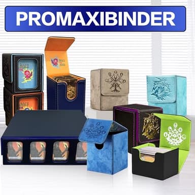PROMAXIBINDER Trading Card Storage Box Fits 3200+ MTG/TCG/YuGiOh Cards, Commander Deck Case, 4 Display Windows 10 Dividers 4 Movable Partitions, PU Leather, Magnetic Closure, Magic, Sport Cards (Blue) - Image 7