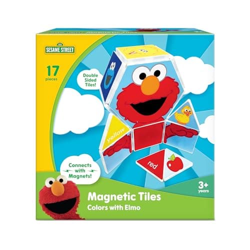 CreateOn “Sesame Street” Toys, Magnetic Kids’ Building Tiles from “Sesame Street” Books, Colors with Elmo Magnet Tiles, Educational Toys for Ages 3+, 17 Pieces - Image 1