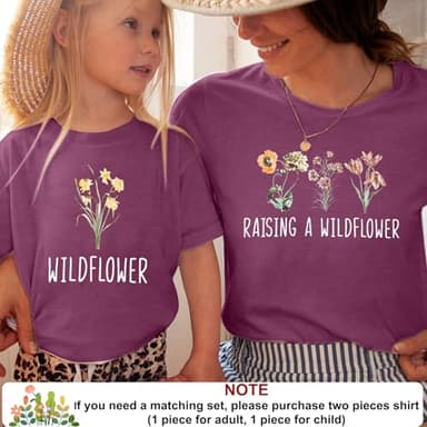 Raising A Wildflower Shirt Mom Toddler Matching Tshirt Mommy and Me Matching Tee Mother Daughter Son Mama Mini Outfit - Image 3