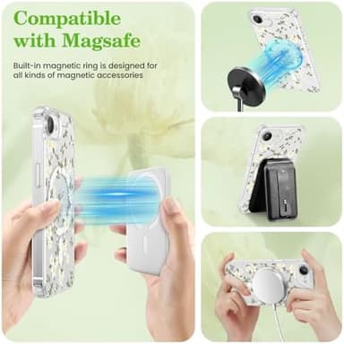 ZTOFERA for iPhone 13/14 Magnetic Case Compatible with Magsafe,Aesthetic Floral Pattern Design Cute for Girl Women,Anti-Drop Protective Hard Phone Cover for iPhone 13/14-Big White Flower - Image 5